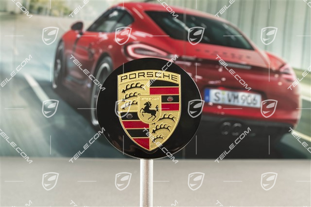 Hub cap, convex, coloured crest, black high gloss