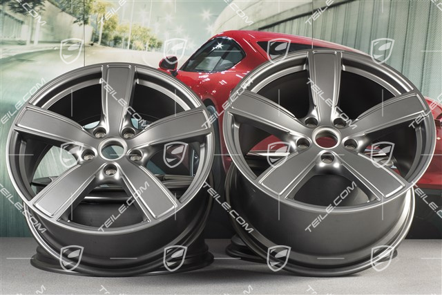20" Felgensatz Carrera Sport, 8,5J x 20 ET49 + 11,5J x 20 ET56, Platinum Seidenmatt