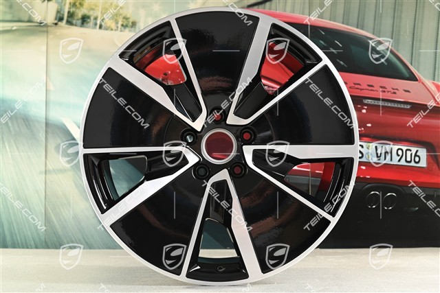 21" Komplet felg Macan Turbo, 8,5J x 21 ET27 + 10,5J x 21 ET47, czarny wysoki połysk