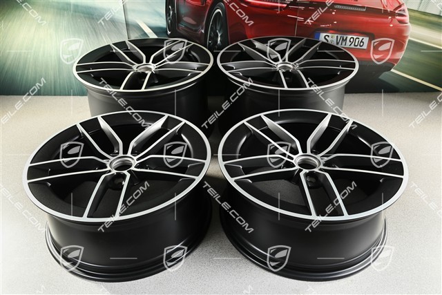 20"+21" Carrera Exclusive Design Felgensatz, Felgen 8,5J x 20 ET50 + 11,5J x 21 ET79, schwarz seidenmatt