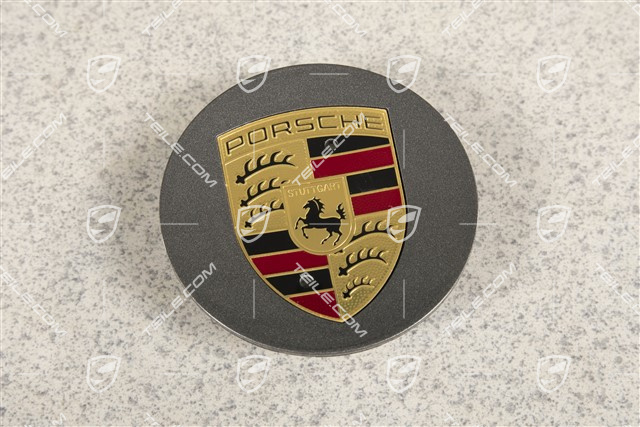 Radzierdeckel, konkav, Wappen farbig, titan dunkel OC6