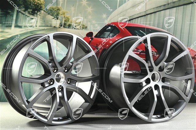 21-inch wheel rim set Exclusive Design, 9,5J x 21 ET46 + 11J x 21 ET58, Vesuvius grey