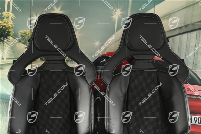 GT3 Klappschalensitze, Carbon, Stoff+Leder, schwarz/silber, Satz (links + rechts)