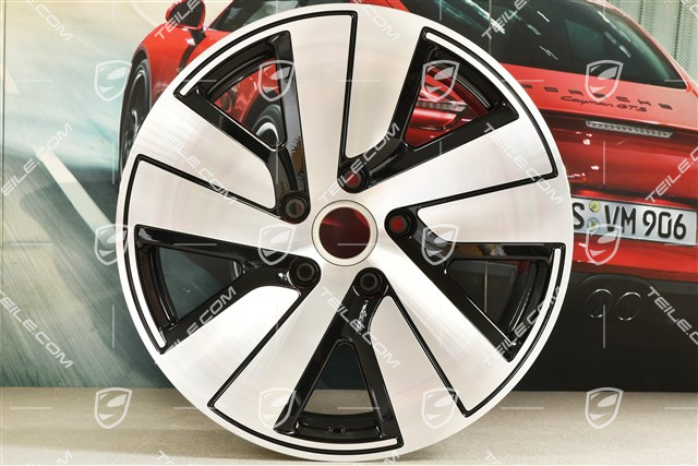 19" Felge Taycan S, 10J x 19 ET47, schwarz hochglanz mit glanzgedrehter Stirnfläche