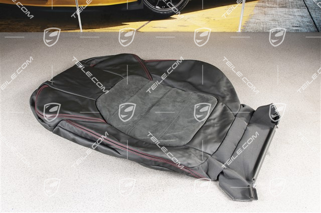 Lehnenbezug, Leder / Alcantara, Schwarz / Karminrot, GTS, L