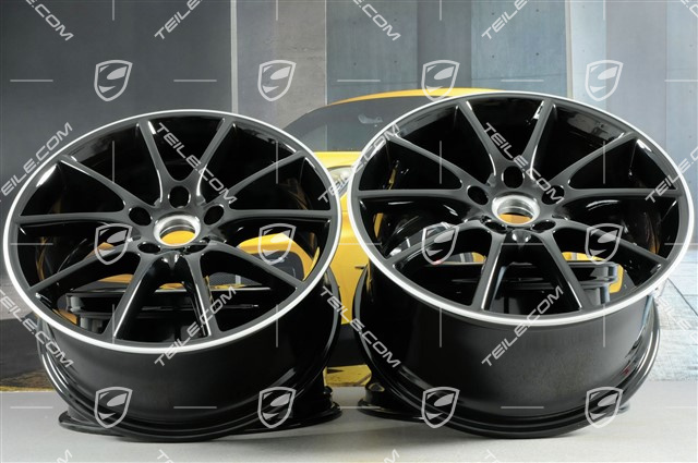 20" komplet felg Cayenne Design, 10,5J x 20 ET64 + 9J x 20 ET50, Exclusiv, czarne ramiona