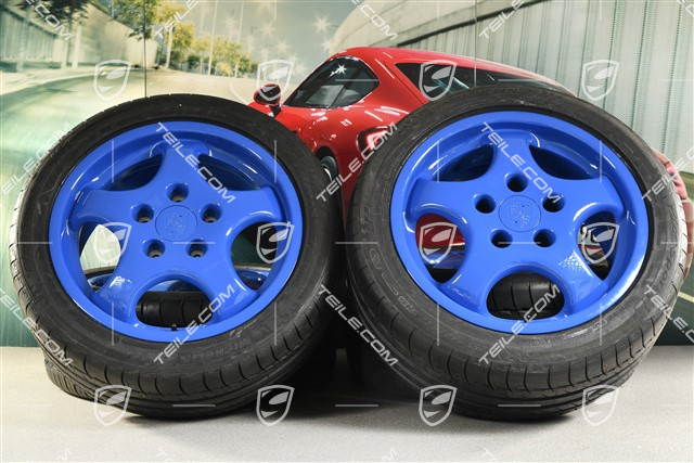 17-inch CUP I wheel set, 7J x 17 ET55 + 9J x 17 ET55 + Michelin summer tyres 225/45 ZR17 + 255/40 ZR17, Maritime Blue 38B