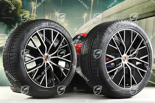 21-inch Macan Design winter wheel set, rims 8,5J x 21 ET27 + 10,5J x 21 ET47 + NEW Continental winter tyres 255/45 R21 + 285/40 R21, black high gloss