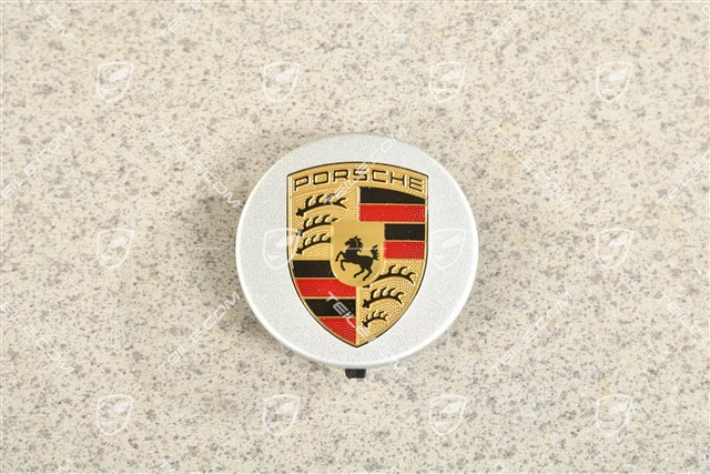 Zierdeckel für Zentralverschluss, Turbo / GTS, farbiges Porsche Wappen