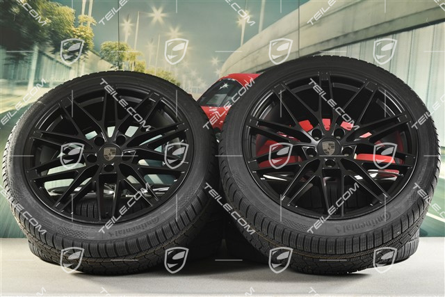 22" koła zimowe RS Spyder Design, felgi 9J x 22 ET29 + 11J x 22 ET47 + NOWE opony zimowe Continental 255/40 R22 + 295/35 R22, czarny satynowy półmat