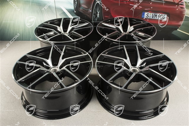 20-inch wheel rim set Macan S, 9J x 20 ET26 + 10J x 20 ET19, in black
