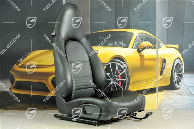 Seat, manual adjustable, leather/Leatherette, Black, damage, R