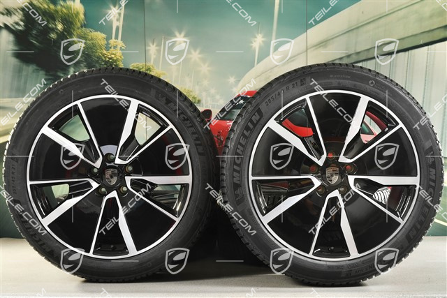 21-inch Macan Turbo winter wheel set, rims 8,5J x 21 ET27 + 10,5J x 21 ET47 + NEW Michelin Pilot Alpin 5 SUV winter tyres 255/45 R21 + 285/40 R21, black high gloss