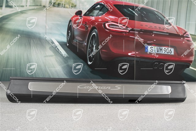 Einstiegleiste, Edelstahl, mit Schriftzug "Cayman S", L