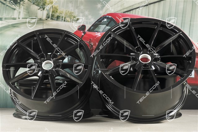 20+21" Komplet felg Carrera S, felgi: przednie 8,5J x 20 ET53 + tylne 11,5J x 21 ET67, czarny wysoki połysk