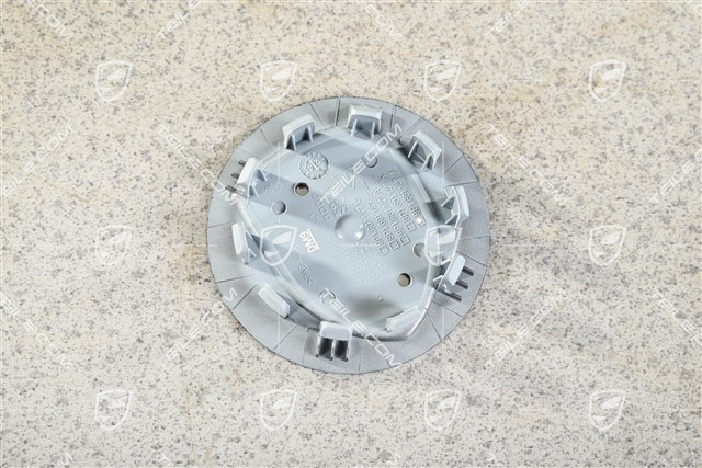 Hub cap, concave, monochrome crest, Adamantium Dark