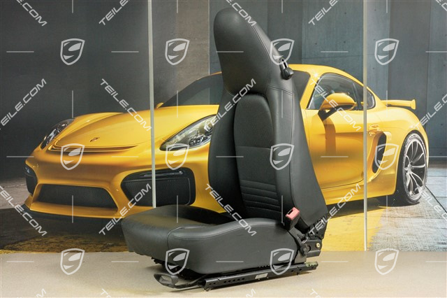 Fotel, regulowane manualnie, podgrzewane, skóra, czarne, uszkodzony, R