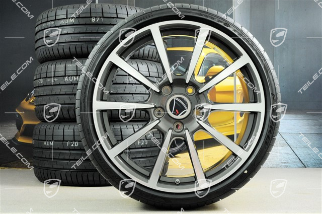 20" Sommerräder Satz, Carrera Classic, Felgen 8J x 20 ET57 + 9,5J x 20 ET45 + Pirelli PZero Sommerreifen 235/35 ZR20 + 265/35ZR20, mit RDK-Sensoren