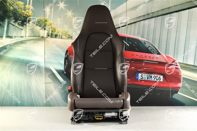 Seat, el. adjustable, 14-way, lumbar, ventilation, leather, espresso, with Porsche crest, L