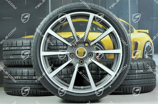 20" Carrera Classic Sommerräder Satz, Felgen 8J x 20 ET57 + 10J x 20 ET45 + NEUE Pirelli Sommerreifen 235/35 ZR20 + 265/35 ZR20, mit RDK-Sensoren
