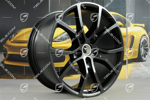 21" Felgensatz Cayenne Exclusive Design, 11J x 21 ET58 + 9,5J x 21 ET46, Schwarz-Seidenmatt