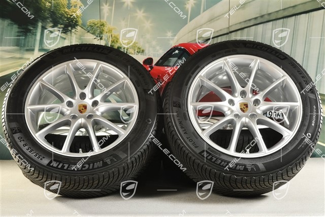 20" koła zimowe Cayenne Design, komplet, felgi 9J x 20 ET50 + 10,5J x 20 ET64 + NOWE opony zimowe Michelin 255/55 R20 + 295/45 R20, z czujnikami ciśnienia