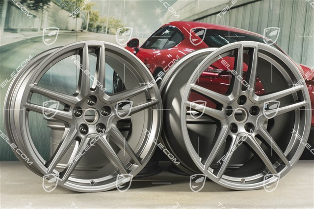 20" Felgensatz "Macan Turbo", 9J x 20 ET26 + 10J x 20 ET19, CMS, platinum seidenmatt
