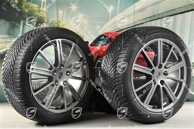 20" Panamera Turbo Koła zimowe, komplet, felgi 9,5J x 20 ET71 + 10,5J x 20 ET71 + NOWE opony zimowe Pirelli 275/40 R20 + 315/35 R20, Adamantium