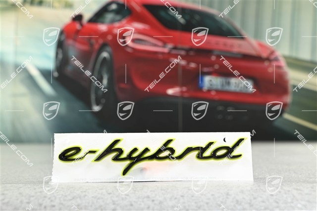 "e-hybrid" Schriftzug, Schwarz Hochglanz