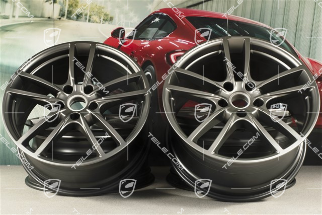 20-inch Cayenne Sport COUPE Design wheel rim set, 10,5J x 20 ET55 + 9J x 20 ET50, Platinum satin-mat