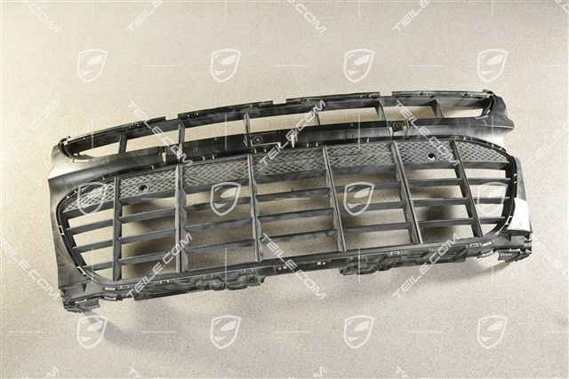 Front bumper Grille centre / middle with Park Assist, Black