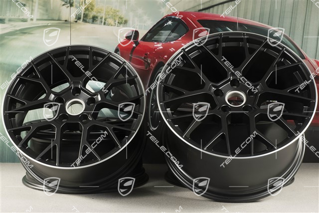 20+21-inch wheel rim set RS Spyder, rims: front 8,5J x 20 ET50 + rear 11,5J x 21 ET67, black satin matt
