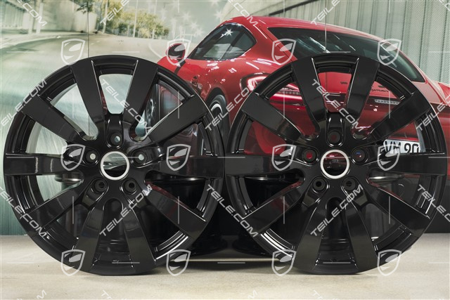 20" Komplet felg Cayenne SportDesign II, 9J x 20 ET57, czarny wysoki połysk