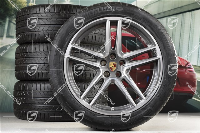 20-inch Turbo summer wheels set, rims 9J x 20 ET26 + 10J x 20 ET19 + NEW summer tyres, Michelin Latitude Sport 265/45 R20 + 295/40 R20, with TPMS, Titanium