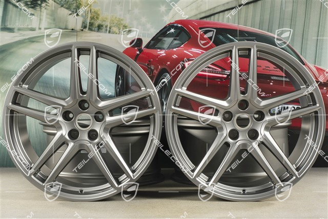 20" Felgensatz "Macan Turbo", 9J x 20 ET26 + 10J x 20 ET19, CMS, platinum seidenmatt
