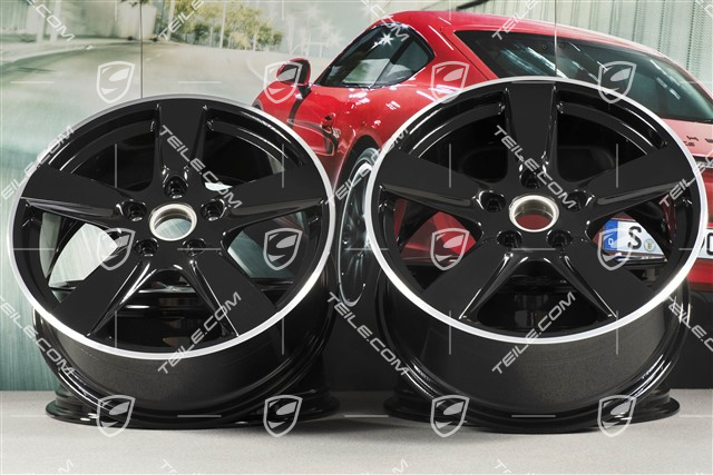 19" Cayman S Felgensatz, 8J x 19 x ET 57 + 9,5J x 19 x ET 45, Felgenstern in Schwarz