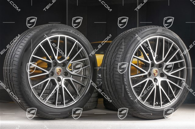 21-inch Cayenne RS Spyder summer wheel set, rims 9,5J x 21 ET46 + 11,0J x 21 ET58 + Pirelli P Zero summer tyres 285/40 R21 + 315/35 R21, with TPMS