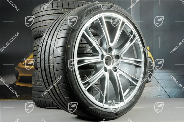 21" Panamera Exclusive Design Sommerräder, Felgen 9,5J x 21 ET71 + 11,5J x 21 ET69 + Pirelli Sommerreifen 275/35 ZR21 + 315/30 ZR21, mit RDK-Sensoren