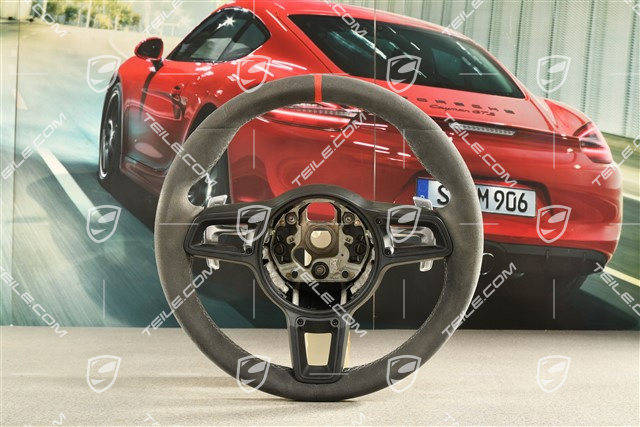 GT3 / GT2RS, Sportowa kierownica PDK, Alcantara czarna / szara nić, czerwony pasek