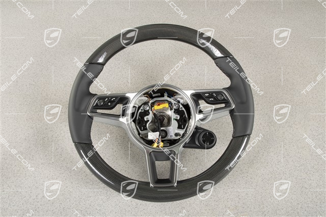 Multifunction steering wheel, Leather/Carbon, Heated, Black