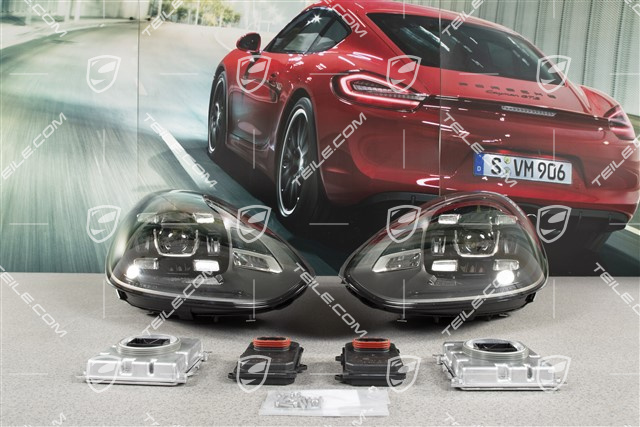 LED headlights, black, set, L+R