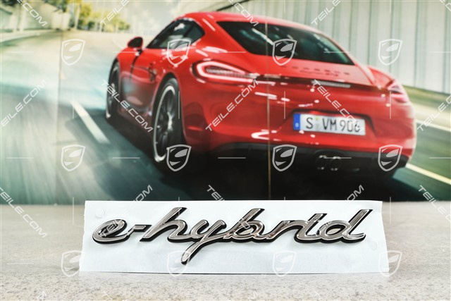 Badge / Emblem "e-hybrid" Chrome on a black background