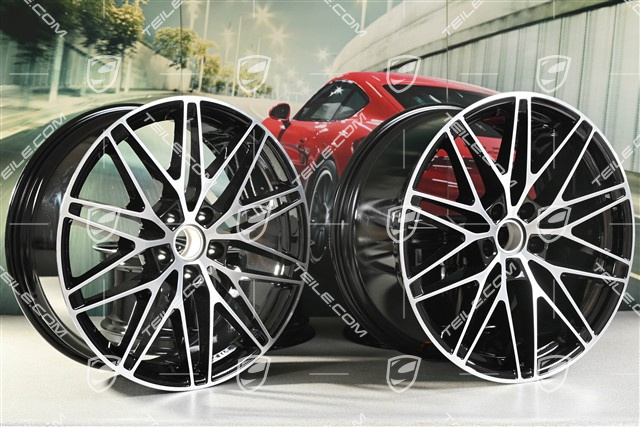 22" Macan RS Spyder Design Felgensatz, 9J x 22 ET29 + 11J x 22 ET47, schwarz hochglanz