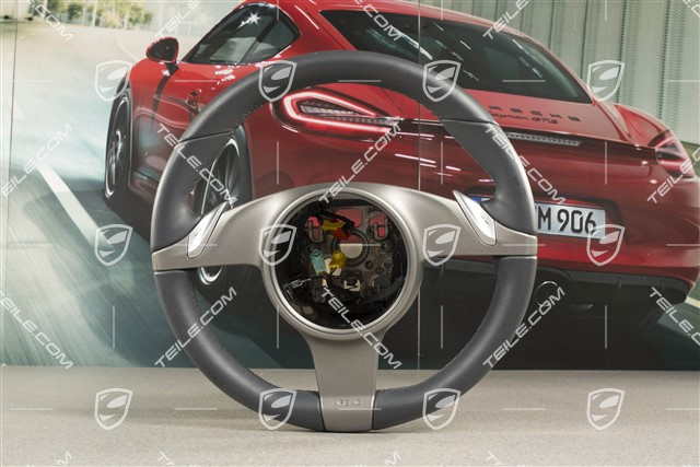 Steering wheel, Basic, Smooth Leather, Sea blue, PDK transmission
