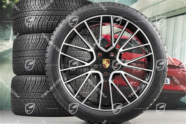 21-inch Cayenne RS Spyder winter wheel set, rims 9,5J x 21 ET46 + 11,0J x 21 ET58 + NEW Michelin winter tyres 275/40 R21 + 305/35 R21, with TPMS, black high gloss
