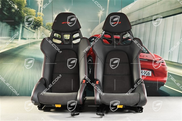 Carbon full bucket seats, leather+Race-Tex, black/red, GT3 logo, L+R