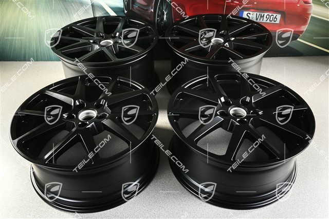 21-inch Panamera Sport Design wheel rim set, 9,5J x 21 ET71 + 11.5J x 21 ET69, black satin matt