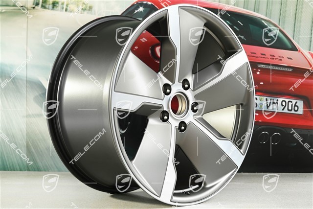 21" Felga Taycan Exclusive Design, 11,5J x 21 ET66, Platinum satynowy półmat, tylna, R