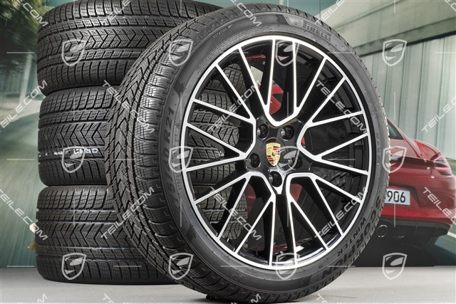 21-inch Cayenne COUPÉ RS Spyder winter wheel set, rims 9,5J x 21 ET46 + 11,0J x 21 ET49 + NEW Pirelli winter tyres 275/40 R21 + 305/35 R21, with TPMS, black high gloss
