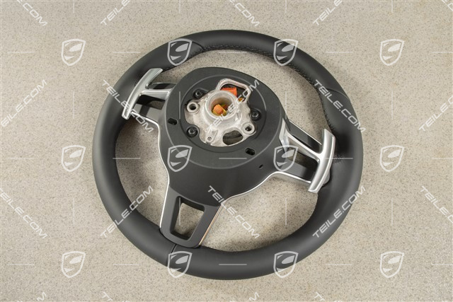 Sports steering wheel, without compass, without heating, leather black